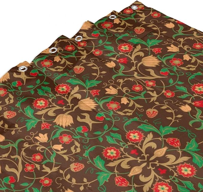 William Morris Original Design Vintage Shower Curtain Furniture Bathroom Fabric Decorations Washable Shower Curtain with Hooks 72x78 Inches(183x200cm), Style-1