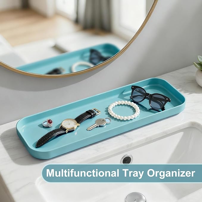 25 Pieces Bathroom Set Teal and Gold Bathroom Accessories Set, Shower Curtain and Rugs, Trash Can, Toilet Brush, Soap Dispenser, Soap Dish, Toothbrush Holder, Tumbler, Tray, Qtip Holder