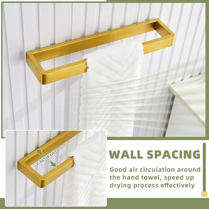 APLusee Brushed Gold Towel Bar, 304 Stainless Steel Towel Rack, Wall Mounted