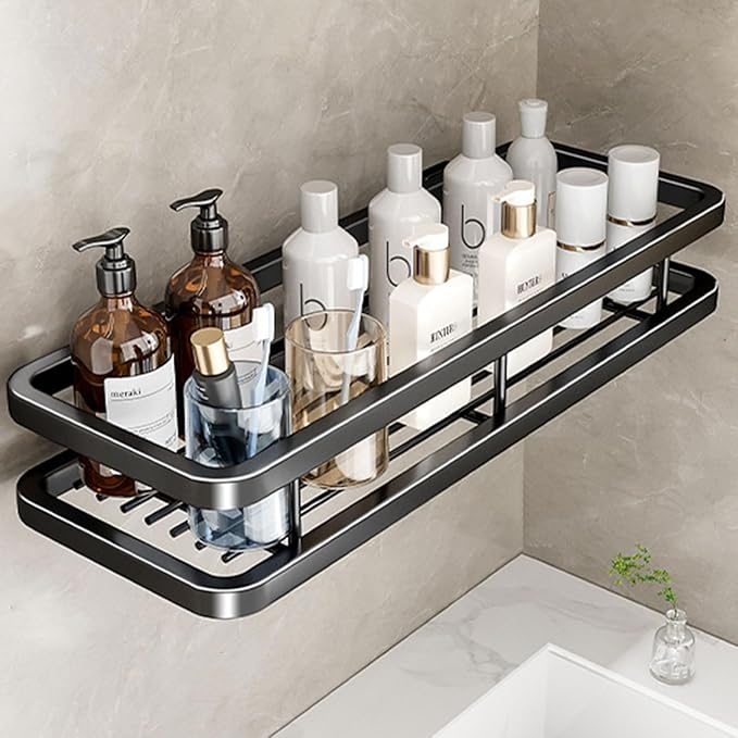 Detachable Carbon Steel Organizer, Large Capacity, Hanging Rustproof Shelf, for Bathroom, Kitchen, Living Room (Color : 13.7inch, Size : Black Single)