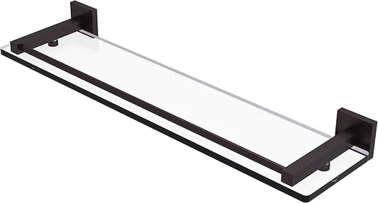 Allied Brass MT-1-22-GAL Montero Collection 22 Inch Gallery Rail Glass Shelf, Antique Bronze