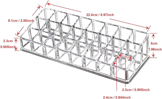 Clear PS Lipstick Organizer for Cosmetic Make Up Holder Crystal 24 Sections B Style