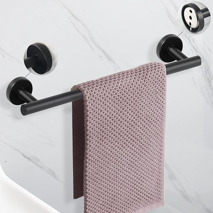 NearMoon Bathroom Hardware Set SUS 304 Thicken Stainless Steel-Towel Bar Set Include 16" Towel Rod, Toilet Paper Holder, Multifunctional Hooks Bathroom Accessories (Matte Black, 5 Pcs)