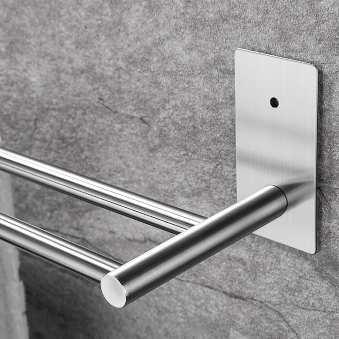 Taozun 24-Inch Bathroom Towel Bar Self Adhesive Double Towel Rack SUS304 Stainless Steel Towel Holder Towel Rail Stick on Wall