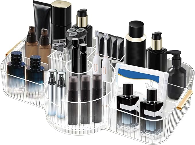 Rotating Perfume Organizer,Cologne Stand,Cologne Organizer for Men,Clear Bathroom Countertop Organizer, Dresser Organizer for Bedroom,Makeup Organizer Countertop with Brush Holder