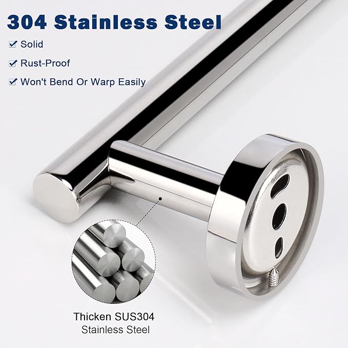 NearMoon Hand Towel Holder/Towel Ring, Thicken Stainless Steel Hand Towel Bar for Bathroom, Rustproof Wall Mounted Towel Rack, Contemporary Style Bath Accessories, 9 Inch (1 Pack, Chrome Finish)