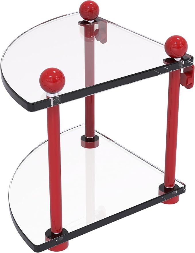 Allied Brass PR-3-FER Two Tier Corner Glass Shelf, Fire Engine Red