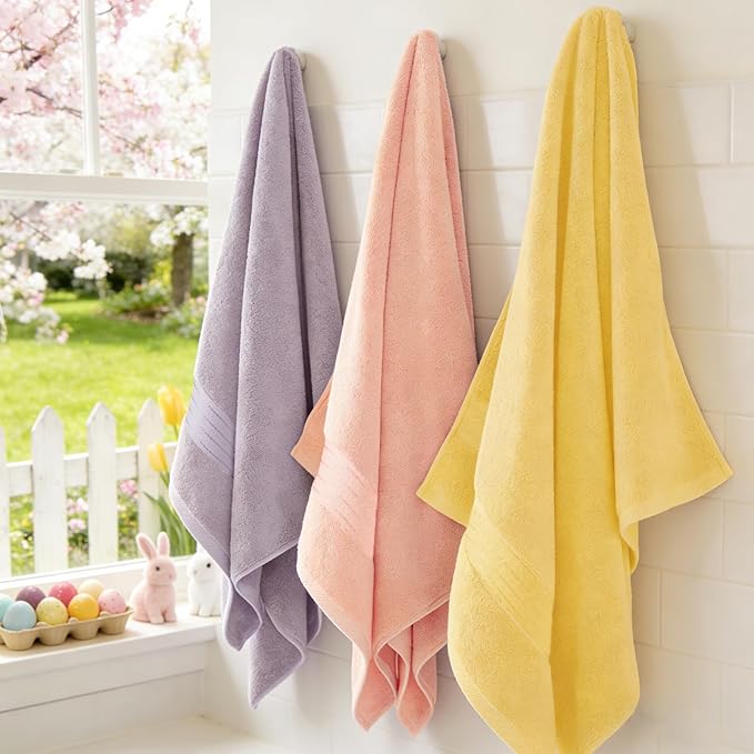 COZYART Pink Bathroom Towel Set 6Pcs, 100% Turkish Cotton Bath Towel Sets for Bathroom, Soft Absorbent, 650 GSM Luxury 6 Pcs with 2 Bath Towels, 2 Hand Towels, 2 Washcloths