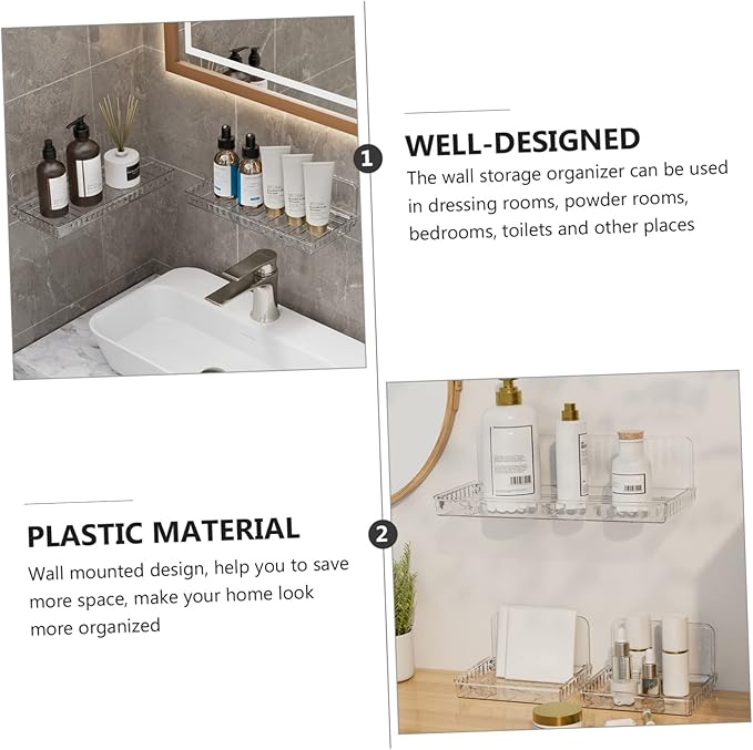 PRETYZOOM 4pcs Wall Mount Organizer Cosmetic Storage Shelf for Bathroom and Kitchen Easy Installation Floating Shelf for Wall for Organizing Sundries