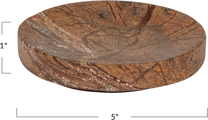 Creative Co-Op Marble Round Soapdish, Brown