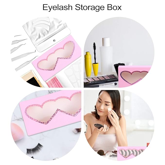 Beavorty 10pcs Heart-shaped Empty Eyelash Cases Portable Paper Storage Boxes for False Eyelashes Lightweight and Protective Organizer for Travel and Daily Use