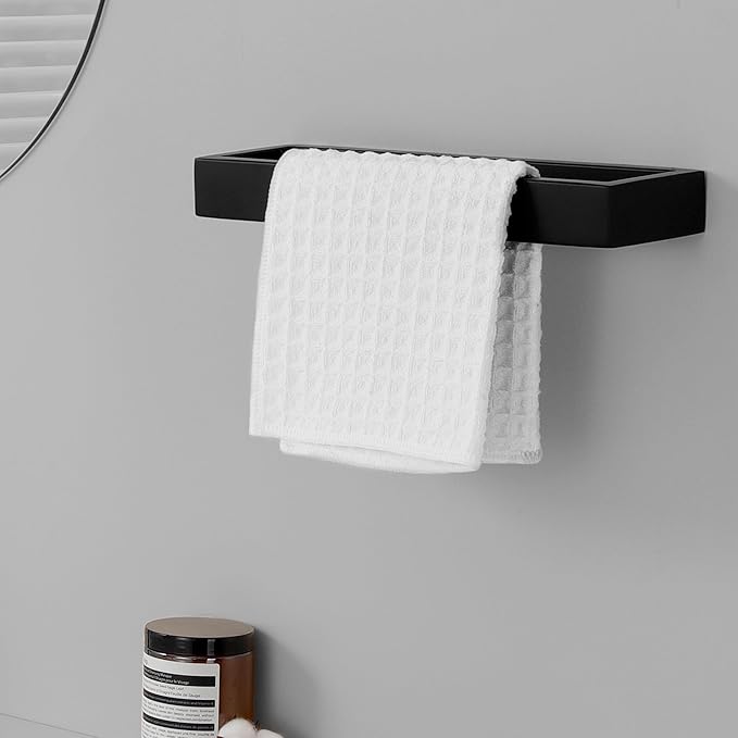 KES Towel Ring Black, Hand Towel Holder for Bathroom 10 Inch Towel Bar Modern Bathroom Hardware Wall Mount SUS304 Stainless Steel, Matte Black, A23080-BK