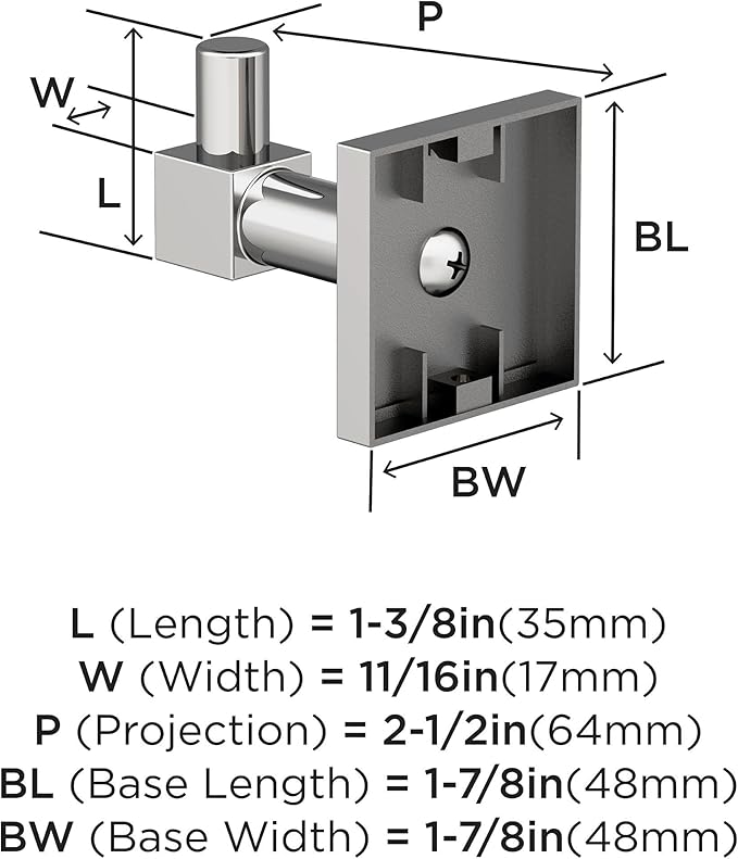 Amerock BH3607026 | Chrome Single Robe Hook | 1-7/8 in. (48 mm) Length Towel Holder | Appoint | Towel Hook for Bathroom | Bathroom Hardware | Bath Accessories