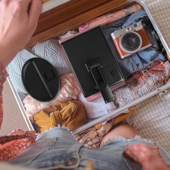 Lighted Makeup Mirror with Lights Vanity Makeup Mirror with Adjustable Brightness and 180 Degree Rotation Touch Screen Dual Power Supply Gifts for Teens Girls Women (Black)