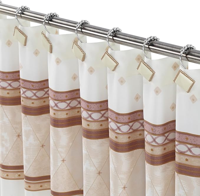 Corinthia Decorative Yellow Shower Curtain Hooks,Roller Ring Balls Designed Gold Hooks for Bathroom Curtains,Set of 12