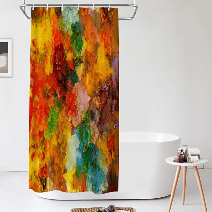 Shrahala Colorful Abstract Paint Decorative Shower Curtain, Multicolor Modern Artist Bathroom Decor Polyester Fiber Waterproof with Plastic Rings for Shower Stall Bathtubs 72 x 36 in
