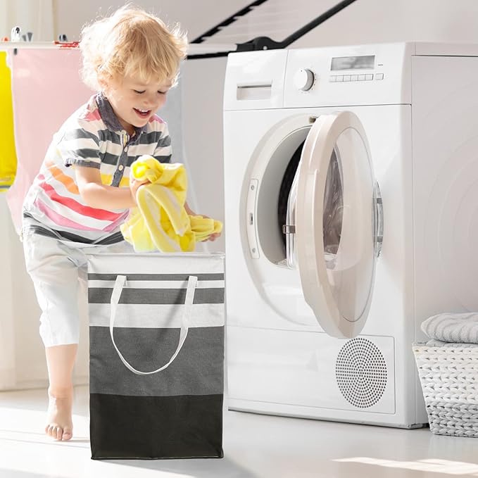 4 Pcs 75L Large Laundry Basket Laundry Hamper Freestanding Waterproof Clothes Hamper Collapsible Tall Clothes Basket with Extended Handles for Bedroom Bathroom Dorm and Family Towels Toys