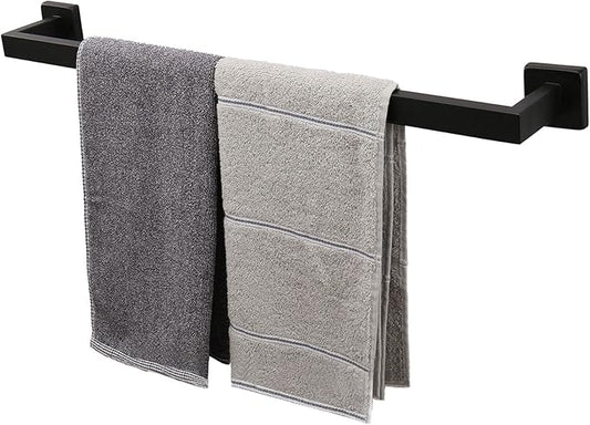 TocTen Bath Towel Rack - Square Base Thicken SUS304 Stainless Steel Towel Bar for Bathroom, Bathroom Accessories Towel Rod Heavy Duty Wall Mounted Towel Holder. (Black, 24)
