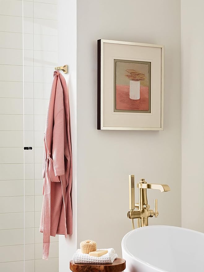 Amerock BH36050CZ | Champagne Bronze Double Robe Hook | 2-15/16 in. (75 mm) Length Towel Holder | Davenport | Towel Hook for Bathroom | Bathroom Hardware | Bath Accessories