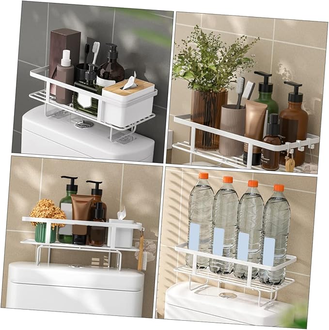 Ciieeo Bathroom Organizer Shelf Carbon Steel Multi-use Storage Rack Over The Toilet Organizer Easy Install Bathroom Shelving
