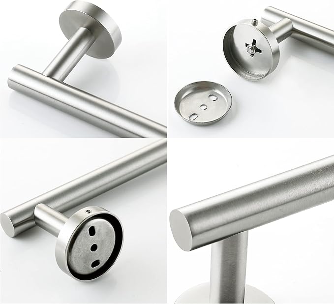 Nolimas 12 Inch Bath Hand Towel Bar SUS 304 Stainless Steel Towel Rod Rack Holder Round Wall Mounted Suit for Kitchen, Living Room&Toilet, Bathroom,Anti Rust Brushed Nickel-2 Pack