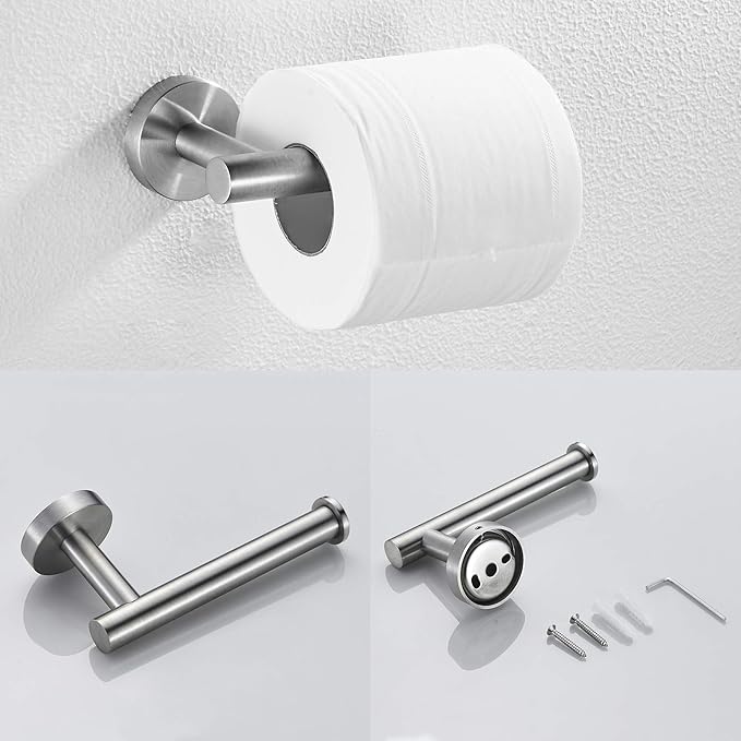 Marmolux ACC Bathroom Hardware Set - 4 Pieces Wall Mount Accessories - Towel Hooks, Hand Towel Holder, Towel Ring, Toilet Paper Holder - Made of SUS 304 Stainless Steel with Brushed Finish