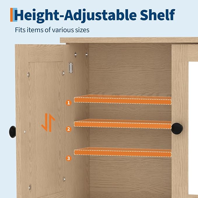 Bathroom Wall Cabinet with Mirrored Doors – Slim Medicine Cabinet with Adjustable Shelf – 2.2x23x5.1 Inch Compact Wall Cabinet for Bathroom, Kitchen, Laundry Room, Entryway