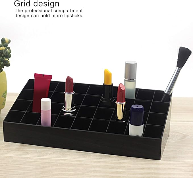 36 Grids Makeup Organizer Storage Box Display Stand Cosmetic Desktop Lipstick Rack Container (Black)