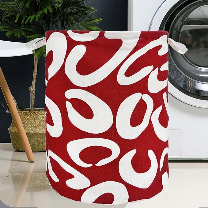 Merdes 19.7?€??€? Waterproof Foldable Laundry Hamper, Dirty Clothes Laundry Basket, Linen Bin Storage Organizer for Toy Collection (Red C)