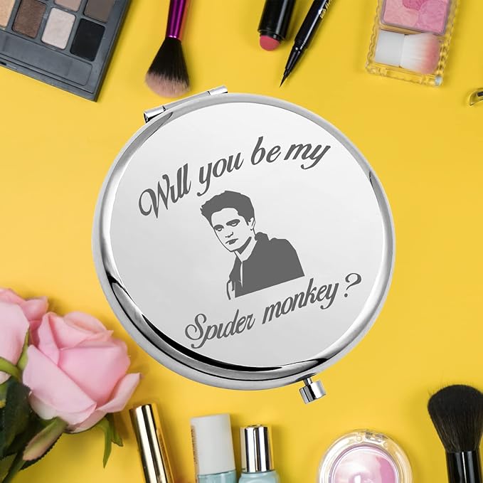 KEYCHIN Vampire Movie Pocket Mirror Vampire Edward and Bella Fans Gifts Will You Be My Spider Monkey Compact Mirror for Women Girls Teenager (Spider Monkey-S)
