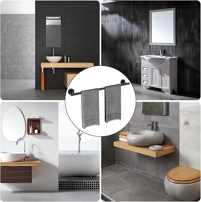 24 Inch Towel Bar, Towel Racks for Bathroom, SUS304 Stainless Steel Towel Bar for Bathroom Wall, Sturdy Towel Holder Bathroom Accessories (Black)