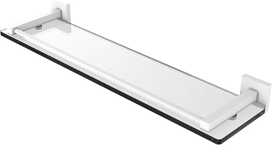 Allied Brass MT-1-22-GAL Montero Collection 22 Inch Gallery Rail Glass Shelf, Matte White