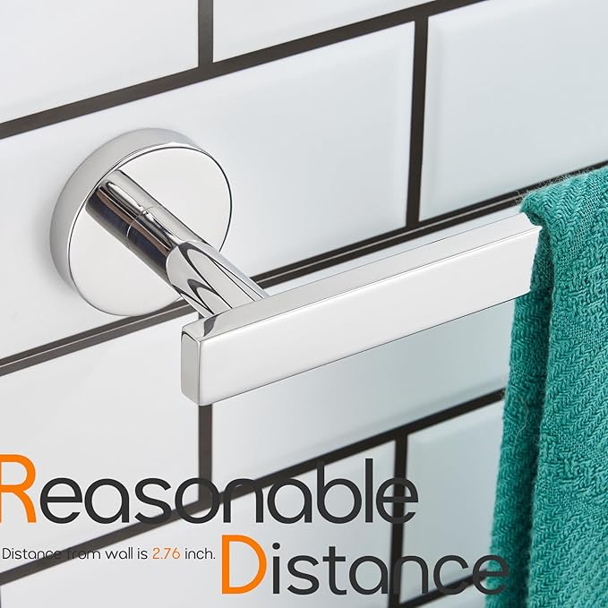 24 Inch Bathroom Towel Bar Bath Towel Rack Kitchen Towel Holder Towel Rails Wall Mounted SUS304 Stainless Steel Polished Chrome AN4001CH-L24