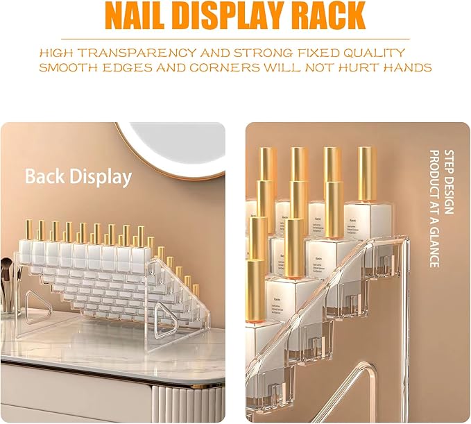 Acrylic Nail Polish Organizer Rack,2 Pcs 7 Tier Nail Polish Holder Stand,Sunglass Organizer, Essential Oils Storage Shelf, Holds Up to 84 Bottles