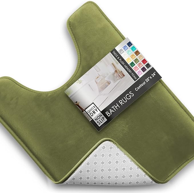 Clara Clark Bathroom Rugs, Velvet Memory Foam Bath Mat, Non-Slip, Machine Washable Bath Rugs - Dries Quickly, Ultra Soft Plush Bath Mats for Bathroom, 20 x 24, Sage Green