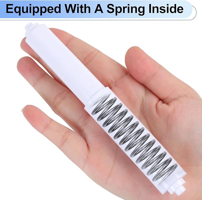 Rindion 4 Pack Toilet Paper Holder Spring Rod, White Toilet Paper Roller Replacement, Plastic Toilet Paper Holder Replacement Rod