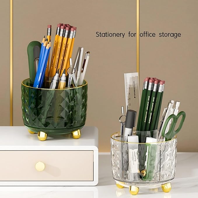 360° Rotating Makeup Organizer, Spinning Cosmetic Storage Tower with 5 Shelves, for Desktop Vanity Organizer, Bathroom and Stationery (Dark Green)