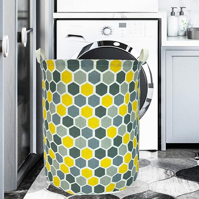 Merdes 19.7?€??€? Waterproof Foldable Laundry Hamper, Dirty Clothes Laundry Basket, Linen Bin Storage Organizer for Toy Collection (Honeycomb)