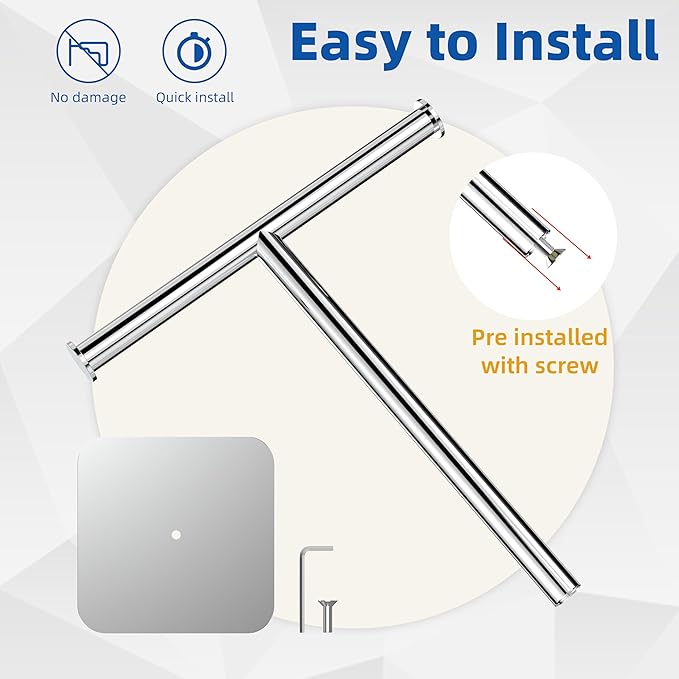 RUACQ T-Shape Hand Towel Holder Stand, 12inch Weighted Base Towel Rack, Countertop Towel Holder for Bathroom, 304 Stainless Steel, Heavy Duty (Chrome)