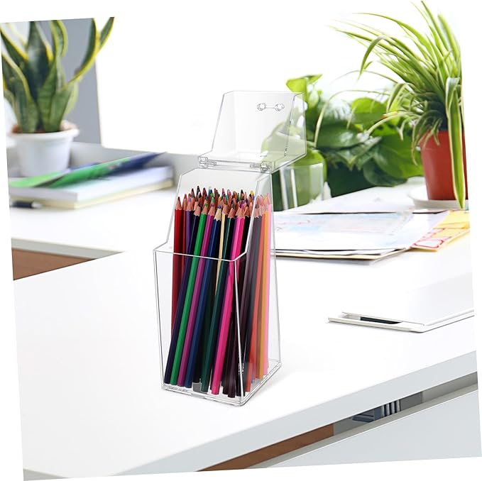 Housoutil 2Pcs Acrylic Makeup Brush Holder Organizer with Lid Clear Makeup Organizer Pen Holder for Bathroom Dresser Vanity and Countertop