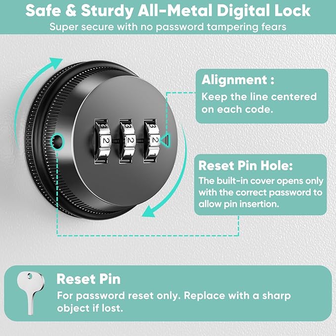 POKIPO Wall Mount Locking Medicine Cabinet, Empty Metal Medicine Storage Box with All-Metal Digit Lock, Bathroom Cabinet Organizer Over the Toilet, Keyless First Aid Box for Home School Business