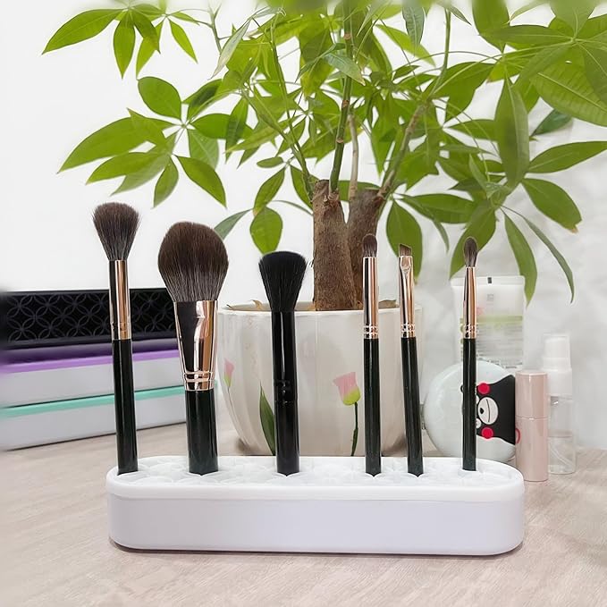 TANG SONG 2 PCS Silicone Make up Brush Holder Cosmetic Storage Box Desktop Organizers (White)