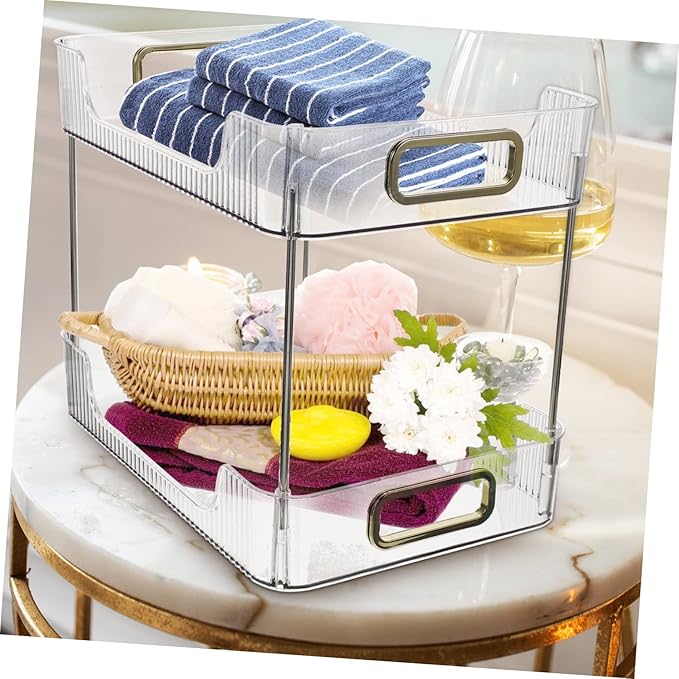 2-Tier Bathroom Countertop Organizer Vanity Holder Multi-Functional Toiletry Storage Rack for Makeup and Dresser Space-Saving Bathroom Shelf