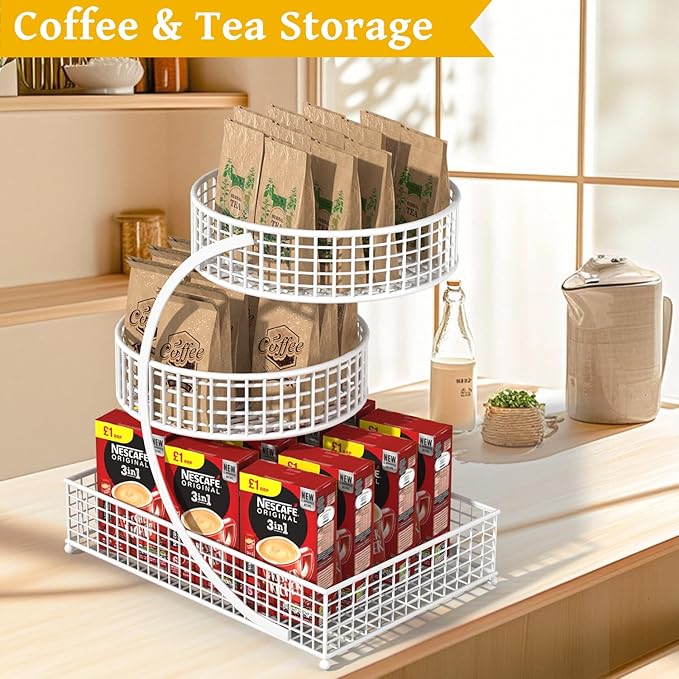 3-Tier Metal Cosmetic Organizer,Cosmetic Storage Rack for Vanity Tables,Multipurpose Metal Bathroom Organizers and Storage, Use Countertop Organizer for Perfume/Makeup/Vegetables (Gold)