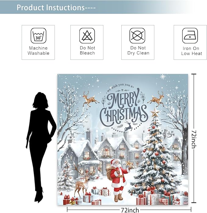 Christmas Shower Curtain，Santa Claus Castle Reindeer Shower Curtain，Winter Pattern Holoday Shower Bathroom Decor For Bathroom ，72x72 Inch Waterproof Polyester Insulated Home Decor Set，With Hooks