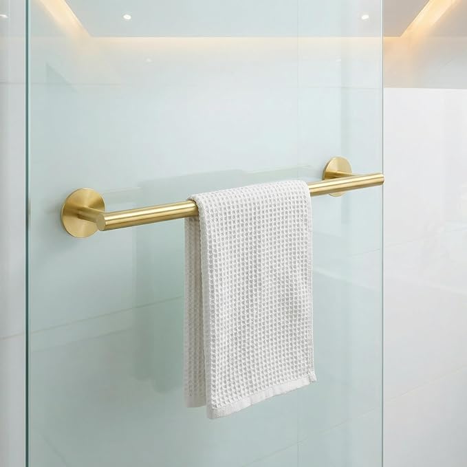 16" Self-Adhesive Brushed Gold Towel Bar - No Drill Stainless Steel Bathroom Kitchen Hand Wall Mount Towel Holder Rack Accesories Hand Towel bar