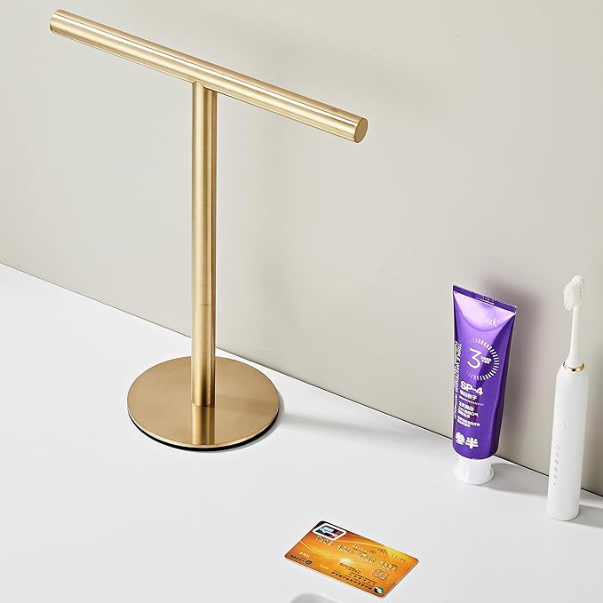 Bathroom Hand Towel Holder Stand???T-Shape Hand Towel Holder Stand SUS304 Stainless Steel for Bathroom???Kitchen or Vanity Countertop