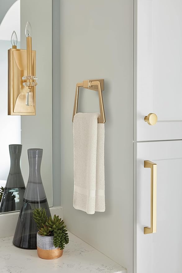 Amerock BH36002CZ | Champagne Bronze Towel Ring | 6-13/16 in (173 mm) Length Towel Holder | Blackrock | Hand Towel Holder for Bathroom Wall | Small Kitchen Towel Holder | Bath Accessories
