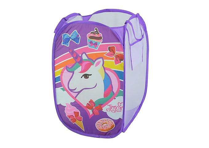 Nickelodeon Jojo Siwa Rainbow and Bows Pop Up Hamper with Durable Carry Handles, 21"H x 13.5"W X 13.5"L