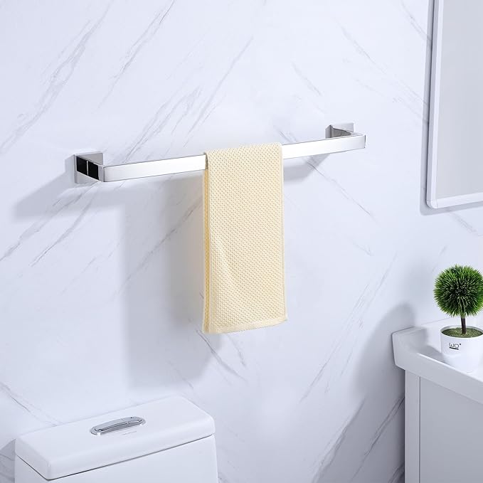 LANC 16-Inche Chrome Towel Bars for Bathroom Wall Mounted, Total-18 Hand Towel Holder Silver Towel Racks Stainless Steel Towel Rods for Bathroom Lavatory Towel Hanger, Polished A8804CP-4P1